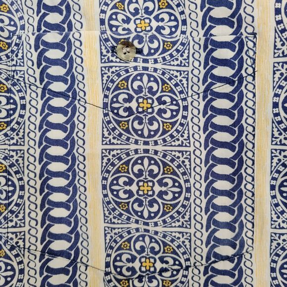 Vintage Baroque Rococo Tile Print Button Shirt M/L 24x28 Oversized Baggy - Picture 11 of 13